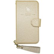 AC-P21M-CAT2 SG [iPhone 13 mini用 シャイニー(猫)ブックタイプケース ストラップ付き シャンパンゴールド]