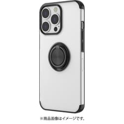 AC-P21P-MR BK [iPhone 13 Pro用 メタリックフレーム リング付きクリアバックカバー ブラック]