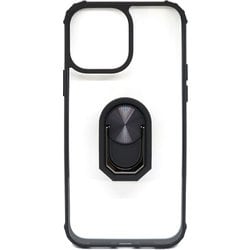 AC-P21X-TR BK [iPhone 13 Pro Max用 耐衝撃TPUフレーム+背面クリアPCバックカバーリング付き ブラック]