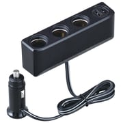 F319 [車内用品 増設ソケット（電圧計付き） 3連USBポート搭載 コードタイプ プラグ抜け防止 12V専用 5V/4.8A 自動識別 長さ：1m]