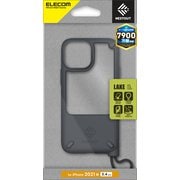 PM-A21ANEST3GY [iPhone13 mini用 耐衝撃 ハイブリッドケース NESTOUT Lake ストラップ付 背面クリア グレー]