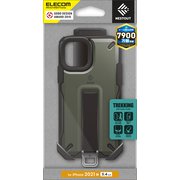 PM-A21ANESTTKH [iPhone13 mini用 耐衝撃ケース ホルダー付 NESTOUT Trekking ストラップホール付 オリーブ]