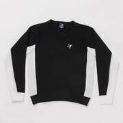 CL5LUJ02 XXL BLK [撥水ジャガードクルーネックニット レディース XXLサイズ ブラック]