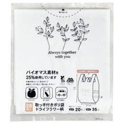 取っ手付ポリ袋 35号 ドライフラワー柄 26枚入り 7515