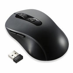 ワイヤレスマウス 無線（2.4GHz）接続式 BlueLED 5ボタンタイプ 電池式 速度切替 抗菌 静音 Mサイズ ブラック PC-SMW11BS5MB-K