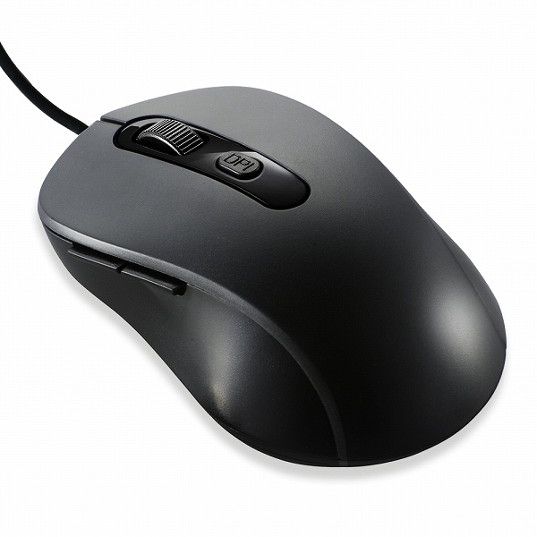 有線マウス USB接続式 BlueLED 5ボタンタイプ 速度切替 抗菌 静音 Mサイズ ブラック PC-SMUBS5M-K