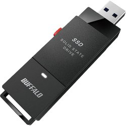 外付けSSD スティック型 SSD-SCTU3Aシリーズ 2TB USB 3.2（Gen2）対応 USB-A接続 Type-Cコネクタ付属 PC/TV録画向け ケーブルレス 耐衝撃 ブラック SSD-SCT2.0U3-BA