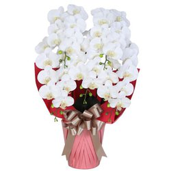 豪華版胡蝶蘭(造花) 5本立て ホワイト/ピンク