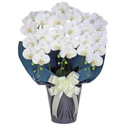 豪華版胡蝶蘭(造花) 3本立て ホワイト/ネイビー
