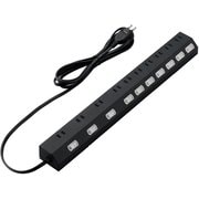 延長コード 電源タップ 個別スイッチ付き 2P 10個口 2.5m ブラック T-K7A-21025BK