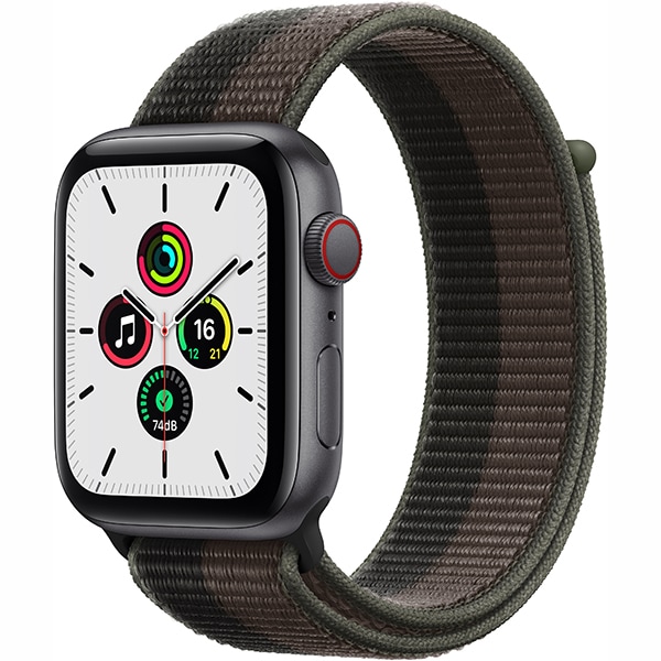 Apple Watch SE（GPS ＋ Cellularモデル）- 44mmスペースグレイアルミニウムケースとトルネード/グレイスポーツループ [MKT53J/A]