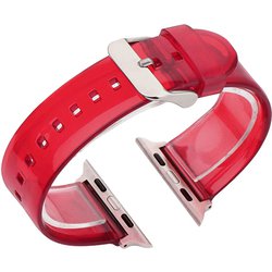 AW-TPU02RD [Apple Watch 42/44mm 用 TPUクリア 交換バンド レッド]