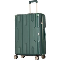 スーツケース 拡張タイプ 旅行日数目安：5～7泊 62L/拡張時73L TSAロック搭載 ダブルキャスターファスナーキャリー グリーン 5109-60-GR