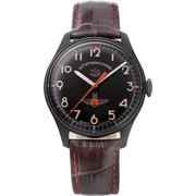 チタニウムBKPVD加工 BRカーフレザー/レッドステッチ 並行輸入品 2年保証 GAGARIN 2609-3714129