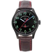 チタニウムBKPVD加工 BRカーフレザー/レッドステッチ 並行輸入品 2年保証 GAGARIN 2609-3714130