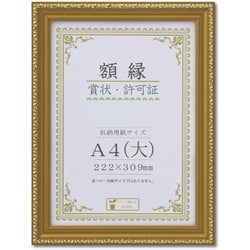 樹脂製 PET前面板 金消 賞状額 A4（大）