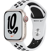 Apple Watch Nike Series 7（GPS + Cellularモデル）- 41mmスターライトアルミニウムケースとピュアプラチナム/ブラックNikeスポーツバンド - レギュラー [MKJ33J/A]