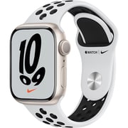Apple Watch Nike Series 7(GPSモデル)- 41mmスターライトアルミニウムケースとピュアプラチナム/ブラックNikeスポーツバンド - レギュラー MKN33J/A