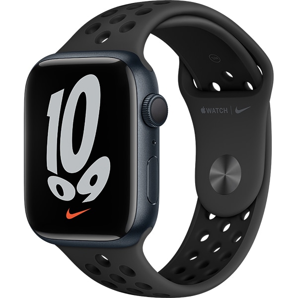 Apple Watch Nike Series 7（GPSモデル）- 45mmミッドナイトアルミニウムケースとアンスラサイト/ブラックNikeスポーツバンド - レギュラー [MKNC3J/A]