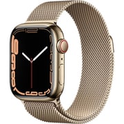 Apple Watch Series 7（GPS + Cellularモデル）- 41mmゴールドステンレススチールケースとゴールドミラネーゼループ [MKJ03J/A]