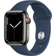 Apple Watch Series 7（GPS + Cellularモデル）- 41mmグラファイトステンレススチールケースとアビスブルースポーツバンド - レギュラー [MKJ13J/A]