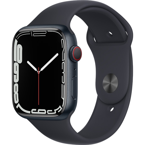 Apple Watch Series 7（GPS + Cellularモデル）- 45mmミッドナイトアルミニウムケースとミッドナイトスポーツバンド - レギュラー [MKJP3J/A]