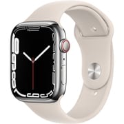 Apple Watch Series 7（GPS + Cellularモデル）- 45mmシルバーステンレススチールケースとスターライトスポーツバンド - レギュラー [MKJV3J/A]
