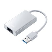 有線LANアダプター USB-LAN変換アダプタ USBハブ付き ギガビット USB3.2Gen1 USB A ケーブル一体型 ケーブル長9cm Windows/Mac/Nintendo Switch対応 ホワイト USB-CVLAN3WN