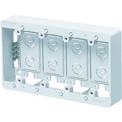 モール用スイッチボックス Ｆタイプ 4ヶ用 側面ノック数11 ホワイト MSB-F4W