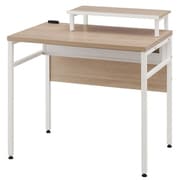 電源タップ収納デスク モニター台付 幅80cm×奥行55cm ライトナチュラル/ホワイト CSD-800M