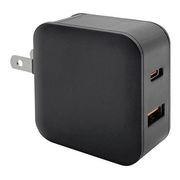 USB 急速充電器 USB PD(パワーデリバリー)/QC(クイックチャージ)対応 20.0W USB-C×1/USB-A×1 90°回転式収納プラグ BK RACCA20W01BK