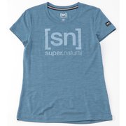 Essential I.D. LOGO Tee 定番［sn］ロゴTシャツ SNW004783 J002ブルー Sサイズ [フィットネス ヨガシャツ レディース]