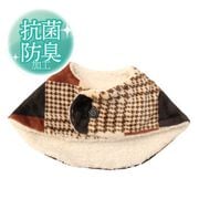 首元あったか おやすみマフラー ボタン付き フリーサイズ チェック ブラウン SM119072-93