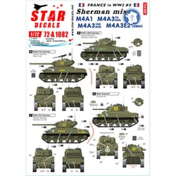 SD72-A1082 1/72 デカール WWII 仏 フレンチシャーマンミックス M4A1/A3/105mm/M4A3 76mm/M4A3E2ジャンボ [プラモデル用品]