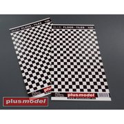 PLM571 紙製 フロアタイルシート 1枚入り （190×130mm） 白/黒 [プラモデル工作用素材]