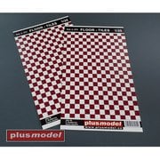 PLM572 紙製 フロアタイルシート 1枚入り （190×130mm） 赤/白 [プラモデル工作用素材]