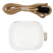 AirPods(第3世代) 衝撃吸収 クリアTPUケース ネックストラップ付き ベージュストラップ TR-AP21-TCS-CLBG