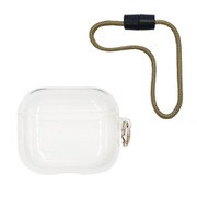 AirPods(第3世代) 衝撃吸収 クリアTPUケース ショートストラップ付き ベージュストラップ TR-AP21-TCSS-CLBG
