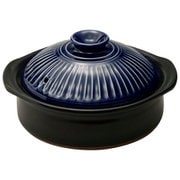 萬古焼 菊花 IH対応 セラミック加工 ひとり用 土鍋 6号 瑠璃 2080-1852