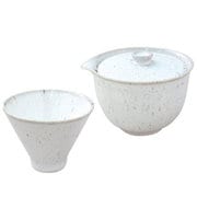 7127-0570 [美濃焼 宝瓶 急須・湯呑 セット 白釉窯変 白]