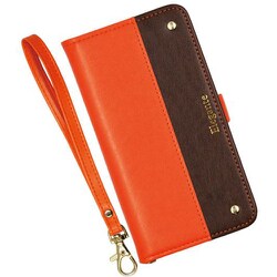 EL-RSME204OB [らくらくスマートフォン me（F-01L/F-42A） 用 ツートン手帳型ケース オレンジ・ブラウン]