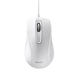 有線マウス USB接続式 BlueLED 3ボタンタイプ 抗菌 ホワイト BSMBU118WH