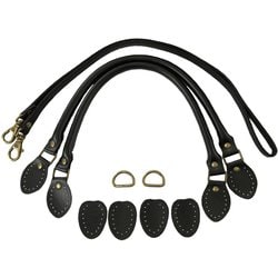 ショルダー紐付き合皮ハンドル Dカン・裏あて付き 黒 BBGS4501