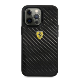 FEHCP13LFCABK [iPhone 13 Pro用 フェラーリ公式ライセンス リアルカーボン背面ケース]