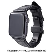 GWBCE-AW01BLK [Croco Embossed Genuine Leather Watchband Apple Watch 45/44/42mm 対応バンド BLK]