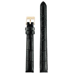 14FS4C33YG [LE FLANEUR（フラヌール） 時計バンド クロコ型押し 14mm シャイニーブラック / ゴールド]