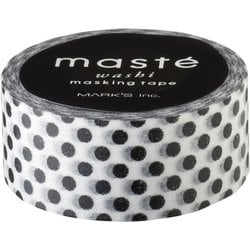 マスキングテープ ベーシック 15mm幅 ドット ブラック MST-MKT40-BK