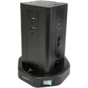 タワー型USB付電源タップ ブレーカー内蔵集中スイッチ コンセント12個口+USB4ポート(USB Type-C×2 USB-A×2) PD20W対応 1.5m HD-AC12C2U2BK