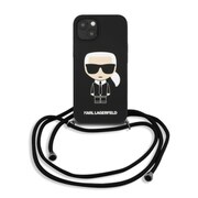KLHCP13MWOSLFKBK [KARL LAGERFELD公式ライセンス 背面シリコンケース首掛けストラップ付き iPhone 13 用]