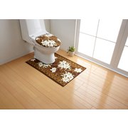 抗菌・防臭加工ゆり柄トイレマット ブラウン 65×115cm FL5202130